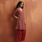 trueBrowns Rust Print Kurta Co-ord Set - Swadesiicart