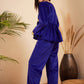 InWeave Women's Royal Blue Mughal Shaan Style Velvet Short Kurta Set - Swadesiicart