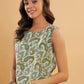 InWeave Sage Green Paisley Print W/U Top - Swadesiicart