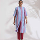 trueBrowns Blue Cotton Stripe Straight Kurta Set | Swadesiicart