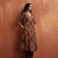 trueBrowns Brown Floral Print Kaftan Kurta Set | Swadesiicart