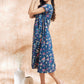 InWeave Women's Blue Pink Kalamkari A Line Dress - Swadesiicart