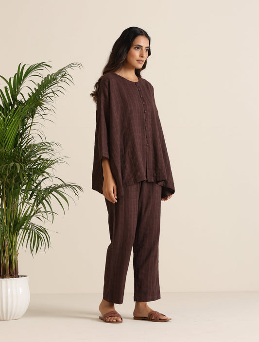 trueBrowns Cola Cotton Dobby Relaxed Co-ord Set - Swadesiicart