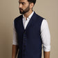 Even Apparels Men's Blue Waistcoat with Notched Lapel | Swadesiicart