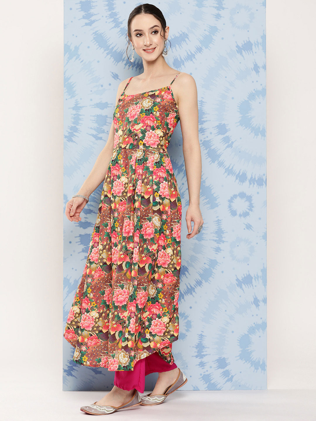 InWeave Women's Mutli Peacock Japanese Art Strappy Set - Swadesiicart