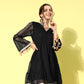 InWeave Women's Black Lacy Dress With Tassles - Swadesiicart