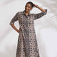 trueBrowns Beige Cotton Geometric Print Shirt Kurta Set | Swadesiicart