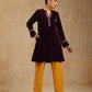 trueBrowns Wine Velvet Placket Embroidered Co-ord Set - Swadesiicart