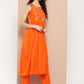 InWeave Women's Orange Mirror Work Aline Strappy Kurta Set W Pink Yellow Leh Dupatta - Swadesiicart