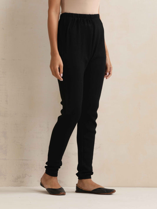 trueBrowns Black Woollen Leggings | Swadesiicart