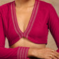 trueBrowns Rani Pink Velvet Embroidered Blouse | Swadesiicart