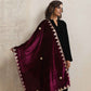 trueBrowns Wine Velvet Gota Patti Stole | Swadesiicart