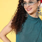 InWeave Women's Teal Lurex Top With Flared Pallazo - Swadesiicart