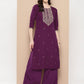 Ahalyaa Women Floral Yoke Design Regular Kurta with Palazzos | Swadesiicart