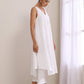 trueBrowns White Slub Texture Sleeveless Flared Kurta Pant Set | Swadesiicart