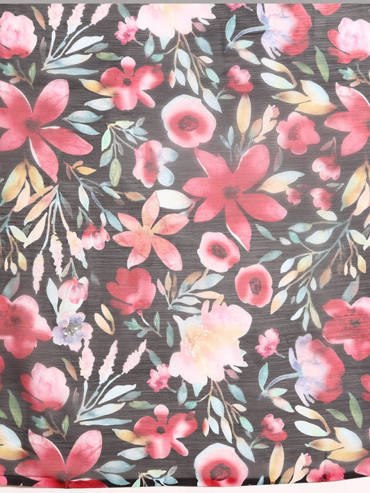 Ahalyaa Floral Poly Chiffon Saree | Swadesiicart