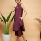 InWeave Women's Wine Solid Short Kurta Palazzo Set - Swadesiicart