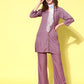 InWeave Women's Mauve Coord Set With White Butterfly Scarf - Swadesiicart