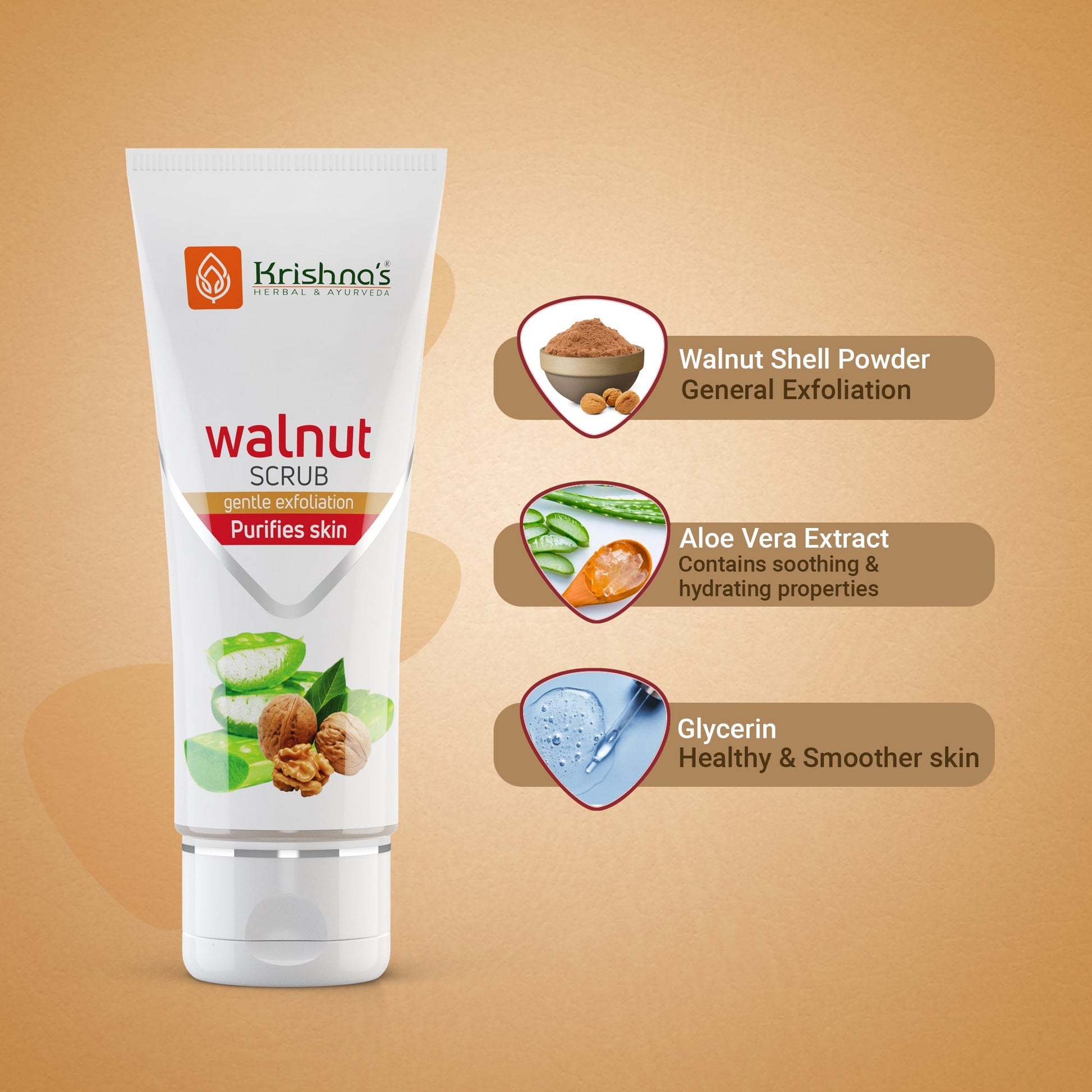 Krishna'S Herbal & Ayurveda Aloevera Walnut Scrub | Swadesiicart