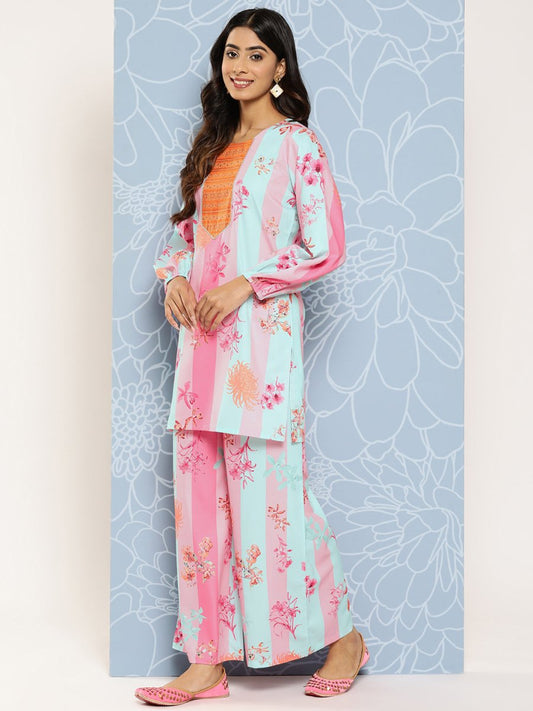 Ahalyaa Striped Ethnic Co-Ords - Swadesiicart