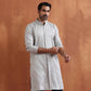 trueBrowns Men's Grey Chanderi Front Open Kurta | Swadesiicart