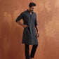 trueBrowns Men's Black Cotton Dobby Kurta | Swadesiicart