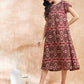 InWeave Women's Wine Ikkat Print A Line Dress - Swadesiicart