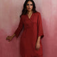 trueBrowns Maroon Modal V Neck Kurta Co-ord Set - Swadesiicart