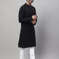 Even Apparels Black Pure Cotton Kurta With Band Collar | Swadesiicart