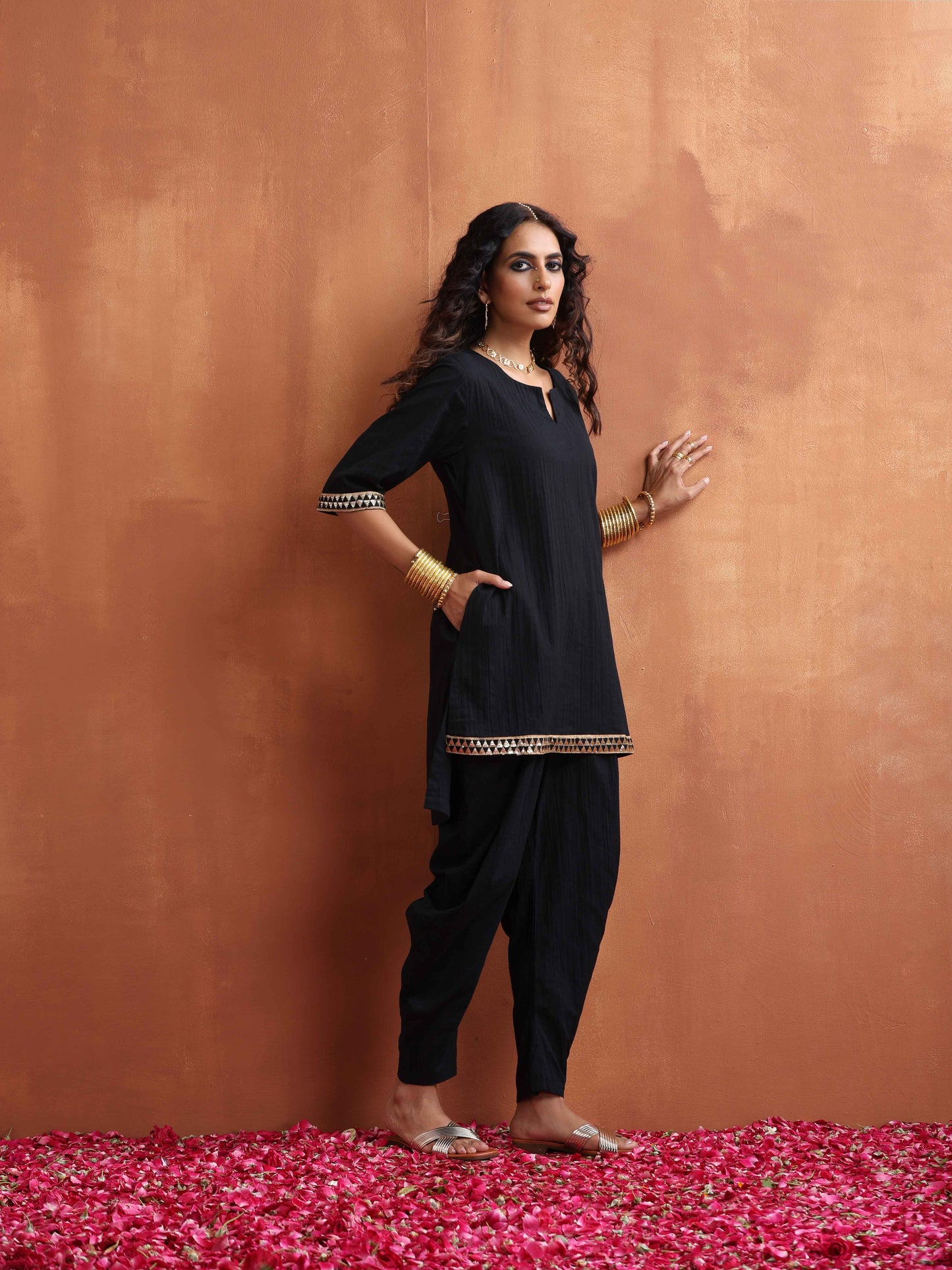 trueBrowns Black Cotton Co-ord Set - Swadesiicart