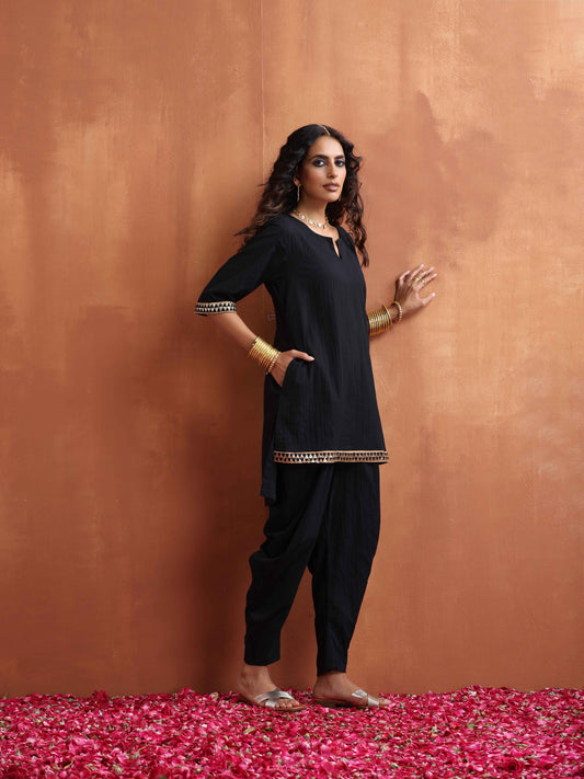 trueBrowns Black Cotton Co-ord Set - Swadesiicart