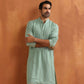 trueBrowns Men's Green Cotton Dobby Kurta | Swadesiicart