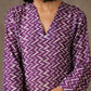 trueBrowns Purple White Lehariya Printed Silk kurta Pant Set | Swadesiicart