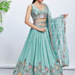 House of Panchhi Mauve Chiffon Sequins And Thread Embroidery Lehenga Choli & Dupatta | Swadesiicart