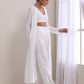 trueBrowns White Dobby Overlay Jacket Blouse Pant Set | Swadesiicart