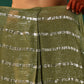 trueBrowns Sage Green Cotton Silver Lurex Striped Ready to Wear Saree | Swadesiicart
