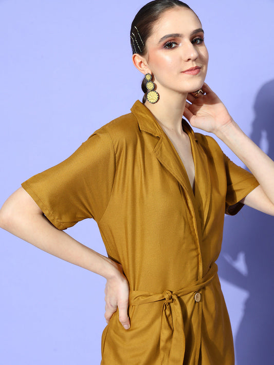InWeave Women's Camel Brown Cream Naroow Pant Coord Set - Swadesiicart