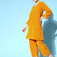 InWeave Women's Mustard Velvet Kurta Set With Mustard Gold Dupatta - Swadesiicart