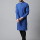 Even Apparels Blue Solid Kurta With Band Collar | Swadesiicart