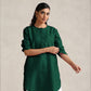 trueBrowns Dark Green Cotton Blend Short Kurta | Swadesiicart