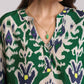 trueBrowns Green Muslin Ikat Shirt Blouse | Swadesiicart