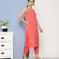 Ahalyaa Women Pink Floral Gotta Patti Kurta with Trousers | Swadesiicart