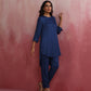 trueBrowns Blue Modal High Low Kurta Co-ord Set - Swadesiicart