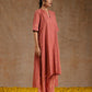 trueBrowns Blush Gold Cotton Relaxed High-Low Kurta Set | Swadesiicart