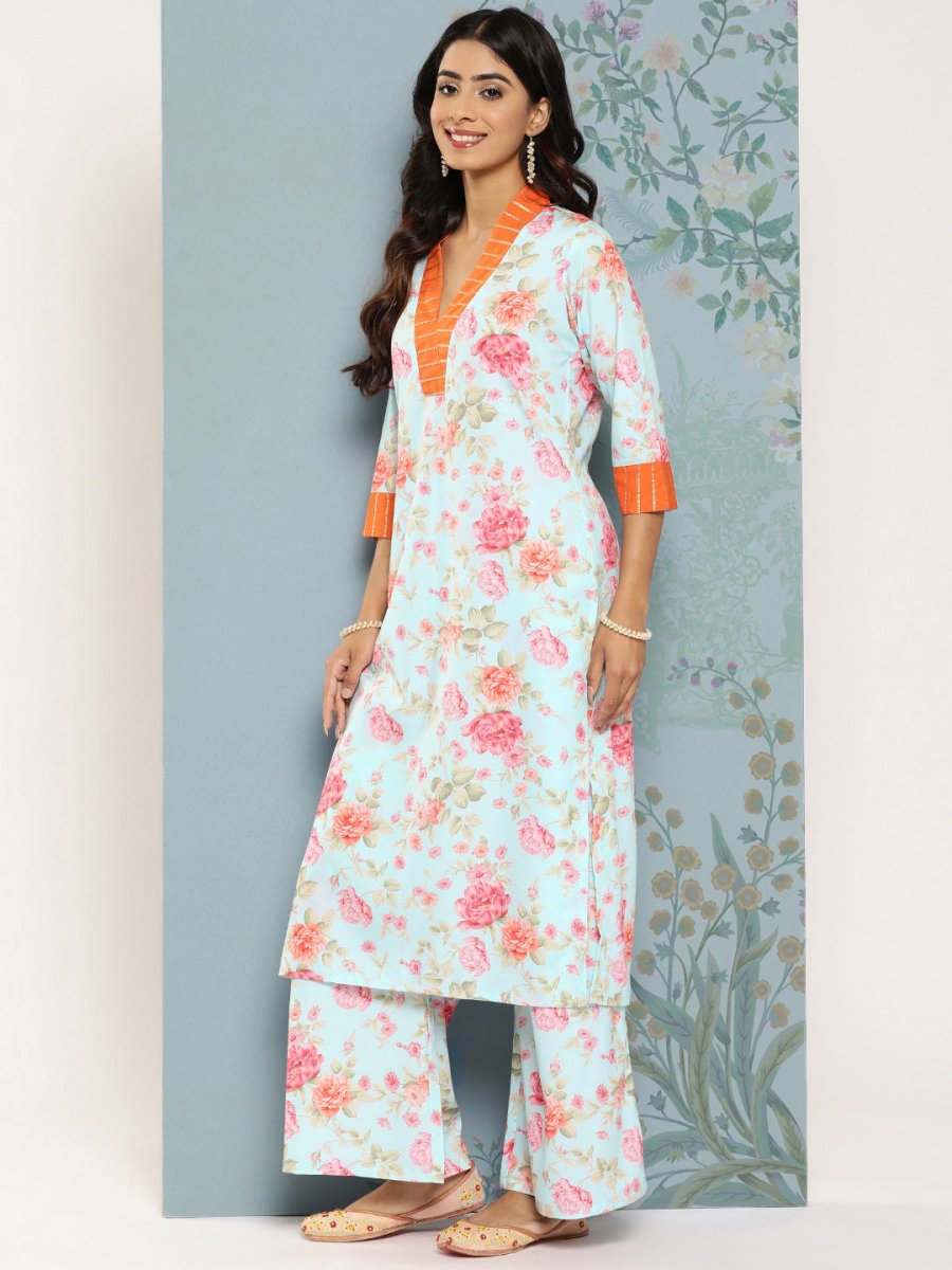 Ahalyaa Floral Printed Kurta With Palazzos | Swadesiicart