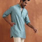 trueBrowns Men's Green Cotton Dobby Short Kurta | Swadesiicart