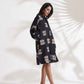 trueBrowns Black Cotton Print Short Dress | Swadesiicart