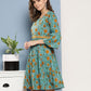 InWeave Women's Blue Mustard Print Short Dress - Swadesiicart