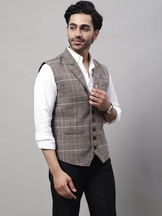 Even Apparels Men's Brown Pure Wool Nehru Jacket | Swadesiicart