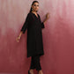 trueBrowns Black Cotton Dobby Kurta Co-ord set - Swadesiicart